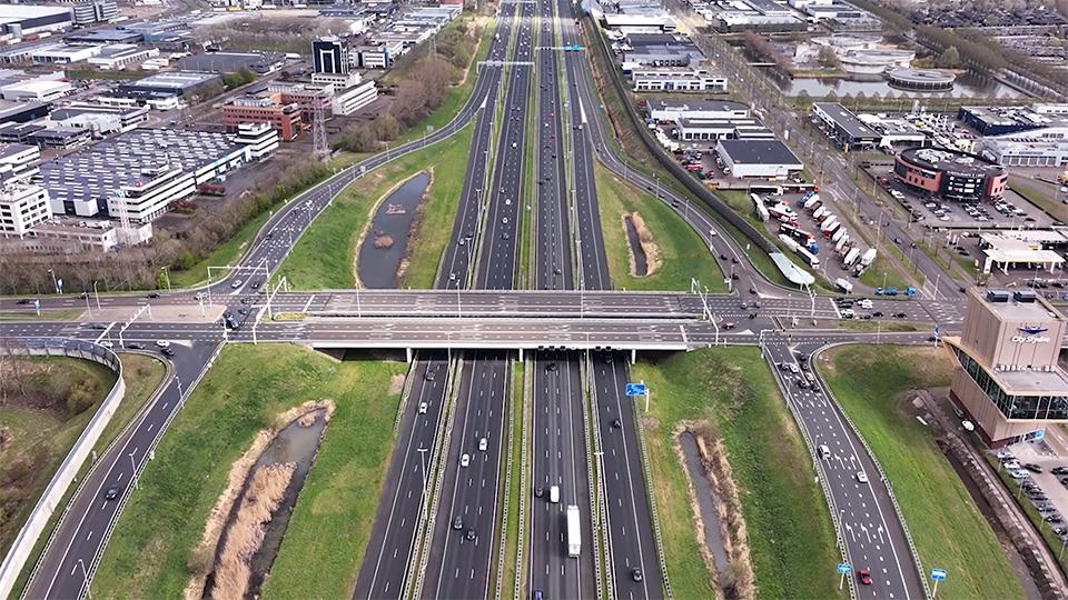 Highway with a bridge street over it