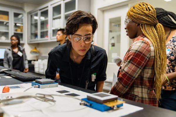 Students working with electronics