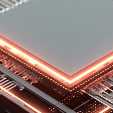Computer chip with glowing edges