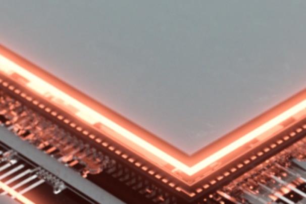 Computer chip with glowing edges