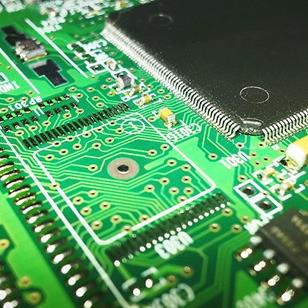 closeup of a greencomputer mother board